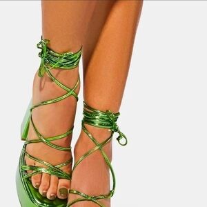Green Strappy Women's Heels